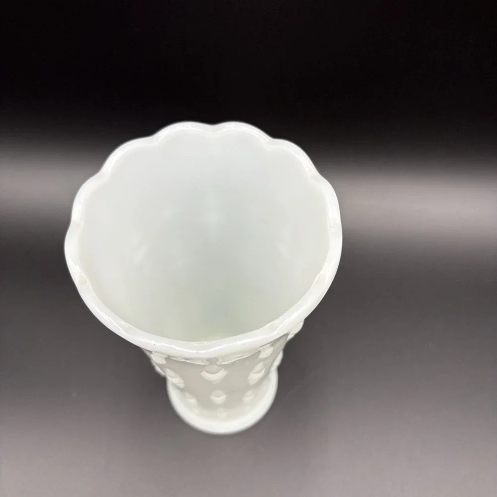 Vintage 1960's Anchor Hocking Milk Glass Vase | Teardrop and Pearl | White Decor